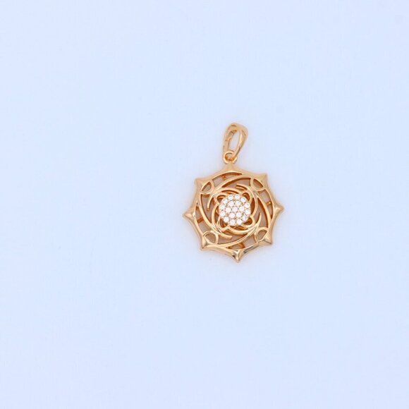 "Rose Gold Geometric Pendant with CZ Center Stylish Charm, XPPT1441 - Picture 11 of 13